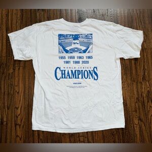 Los Angeles Dodgers X Uniform Studios World Series Champions White Tee Sz Large